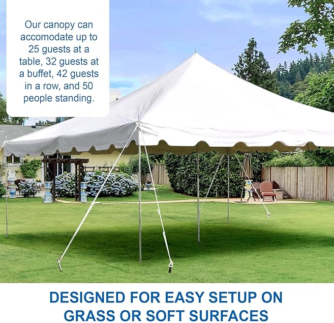 Party Tents Direct 15'x15' Weekender Standard Canopy Pole Tent - Easy Up Canopy Tent with 50 Person Capacity - Outdoor Canopies for Parties, Weddings, & Events (White)