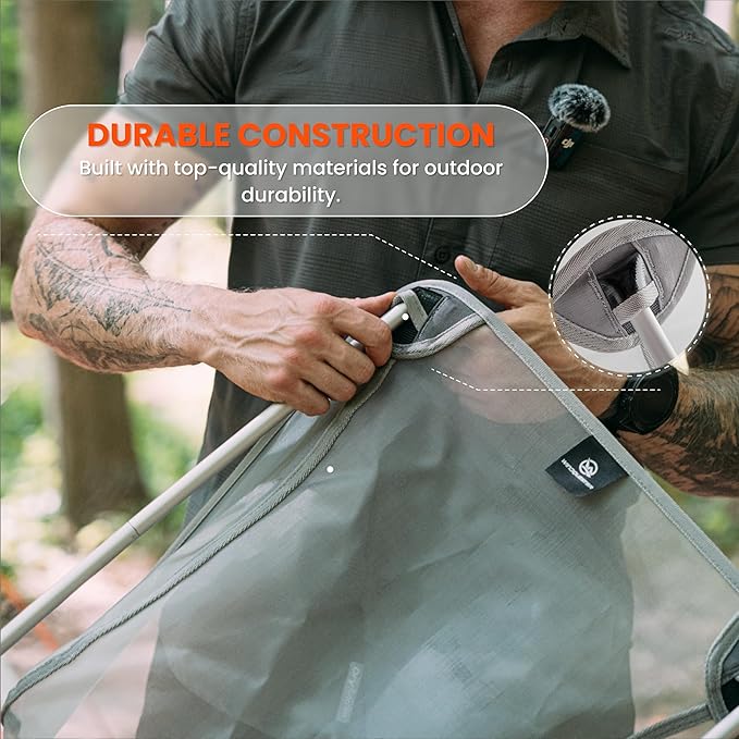 Ultralight Camping Chair, Portable Folding Backpacking Chair with FUll Aluminum Frame, Breathable Mesh, Compact Travel Hiking Chair, Heavy Duty 330 lbs Outdoor Folding Chair with Carry Bag