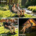 Colegence Oversized XL Padded Camping Chair Wide Heavy Duty Lawn Chairs Support 450 LBS Portable Folding Gaint Plus Camp Chair with Side Pocket Cup Holder for Outdoor Outside Sports Baseball-Green