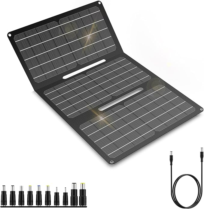 30W Portable Solar Panel Charger, Foldable ETFE Monocystalline Panel with USB-C USB-A and DC Outputs, IP65 Waterproof, High Conversion for Phones,Power Stations, RV, Outdoor Use