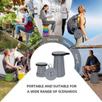 Portable Telescoping Collapsible Stool – Adjustable Height Folding Seat (Up to 450 lbs), Lightweight Camping Stool & Travel Seat for Fishing, Hiking, BBQ, Indoor & Outdoor(Light Gray)