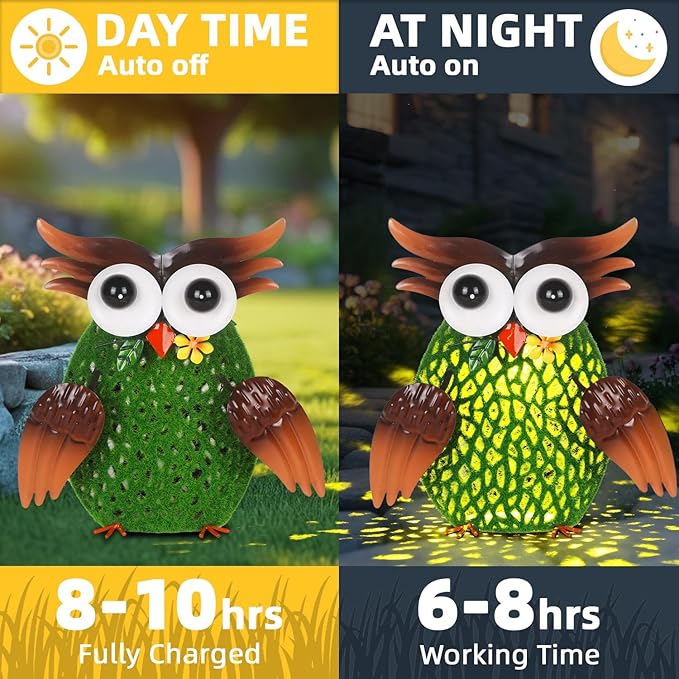 Owl Solar Lanterns Outdoor Waterproof Village Hollow-Out Metal Hanging Solar Lanterns for Outside Yard, Patio Ideal Gift for Women, Family, Friends