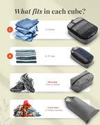 Premium Compression Packing Cubes for Travel, Compression Packaging Cube, Zip Bags Premium 6-Piece Set with laundry bag and shoe bag by TRIPPED Travel Gear (Grey Mesh)