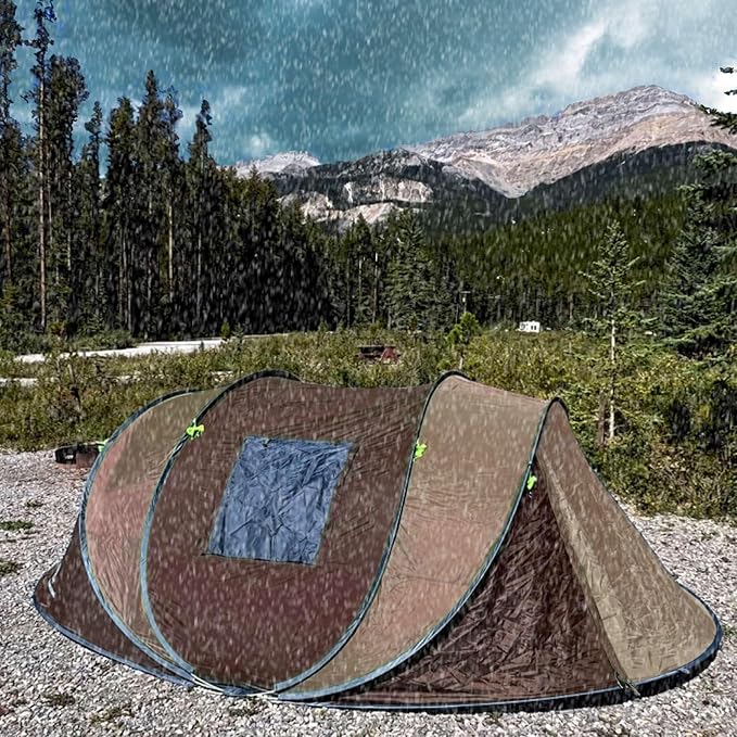 4 Person Easy Pop Up Tent,9.5’X6.6’X52'',Waterproof, Automatic Setup,2 Doors-Instant Family Tents for Camping, Hiking & Traveling