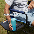 Camping Folding Chairs for Outside, Foldable Camp Chairs for Adults Heavy Duty, Oversized Directors Camping Chair with Table for Picnic, Lawn Large Comfy Camping Chair, 350 LBS Capacity, Blue