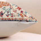 Outdoor Waterproof Pillow Covers 18X18 Inch Set of 2 - Bohemian Vintage Carpet Pattern Orange Blue Ethnic Design Decorative Farmhouse for Couch Garden Balcony