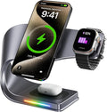 Qi2 Wireless Charger, 3 in 1 Fast Charging Station for iPhone 15/14/13/12, Apple Watch, AirPods, 15W Magnetic Foldable Charging Dock, Portable Wireless Charger Stand for Home, Office, Travel