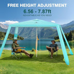 Rhino Valley Beach Tent Shade Canopy UPF50+ Protection, 8 Sandbags, 4 Stability Poles, Outdoor Sun Shelter Umbrella for Sand, Camping, Fishing Essentials