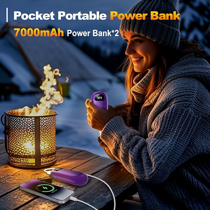 Hand Warmers Rechargeable - Electric Hand Warmers, Max 20 Hrs Warmth 4 Levels Heat Up to 131℉, Dual-Side Heating Portable Reusable Pocket Heater 2 Pack for Raynauds, Hunting, Camping, Golf