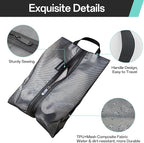 Travel Shoe Bags, Water Resistant TPU Mesh with Zipper, Travel Essentials for Men & Women (Black, 2 Set)