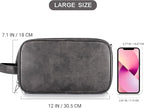 Elviros Toiletry Bag for Men, Large Travel Shaving Dopp Kit Water-resistant Bathroom Toiletries Organizer PU Leather Cosmetic Bags