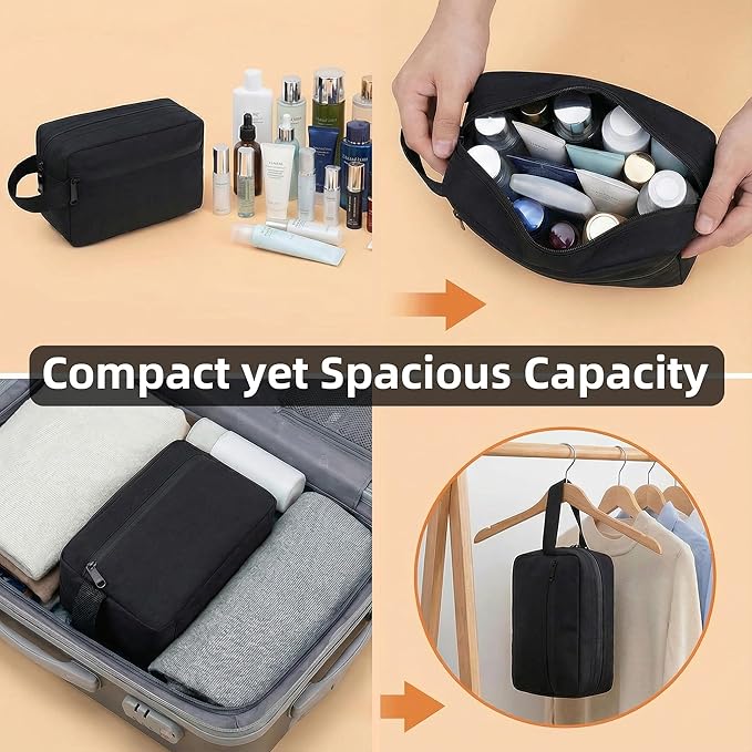 DSYSC Travel Toiletry Bag for Women Men, Small Makeup Bag, Water-Resistant Cosmetic Bag, Cosmetic Pouch, Traveling Dopp Kit, Travel Essentials Accessories (Red)