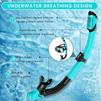 Snorkeling Gear for Adults, Adult Snorkel Mask Set Scuba Diving Dry-Top, Swimming Goggles w/Nose Cover, HD Tempered Glass Panoramic Anti-Leak Anti-Fog, Travel Snorkeling Packages Storage Bag, 2 Pack