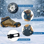 Ice Cleats for Shoes and Boots,Silicone Crampons,11 Stainless Shoe Spikes for Snow and ice,Heavy Duty Traction for Hiking,Climbing &Mountaineering,Ice Fishing (Ultra-Cold -45°C, Easy On/Off，Unisex)
