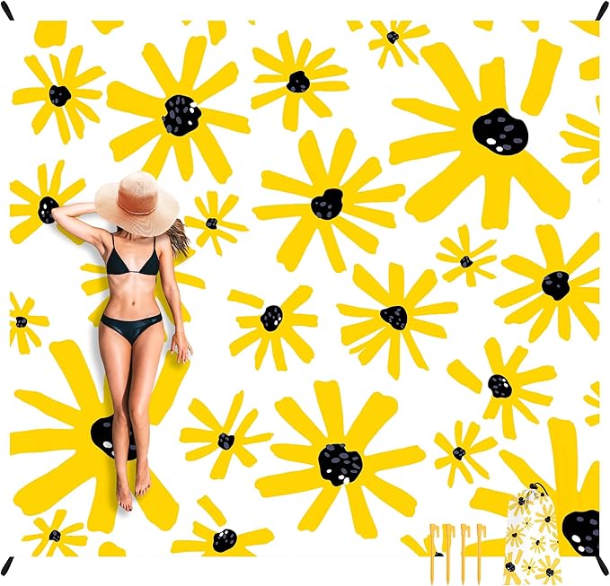 Beach Blanket, Waterproof Sandproof Beach Mat Lightweight Outdoor Picnic Blanket for Travel, Camping, Hiking