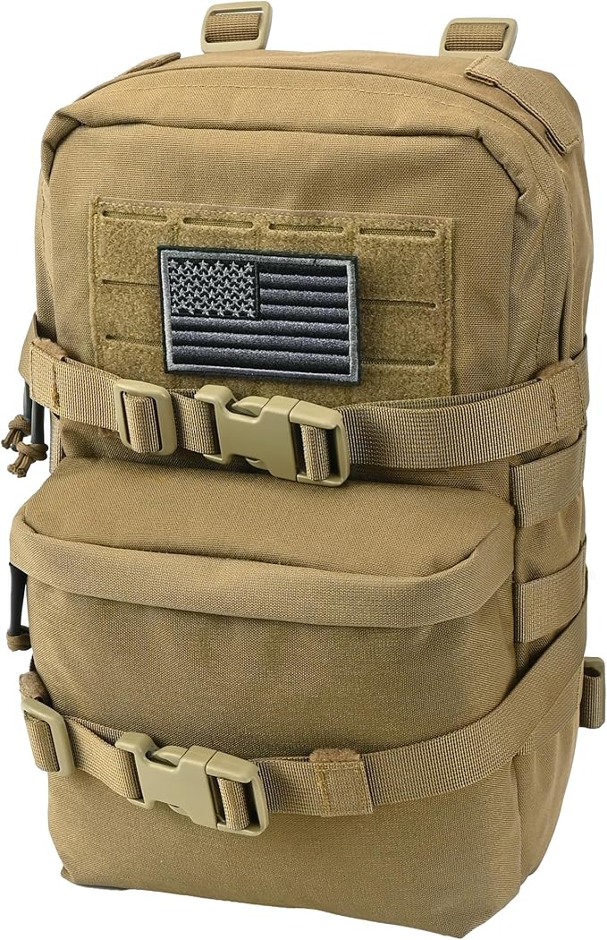 Tactical Mini Molle Hydration Pack,Molle Hydration Carrier with US Flag Water Resistant,Hydropack for Tactical Vest Backpack