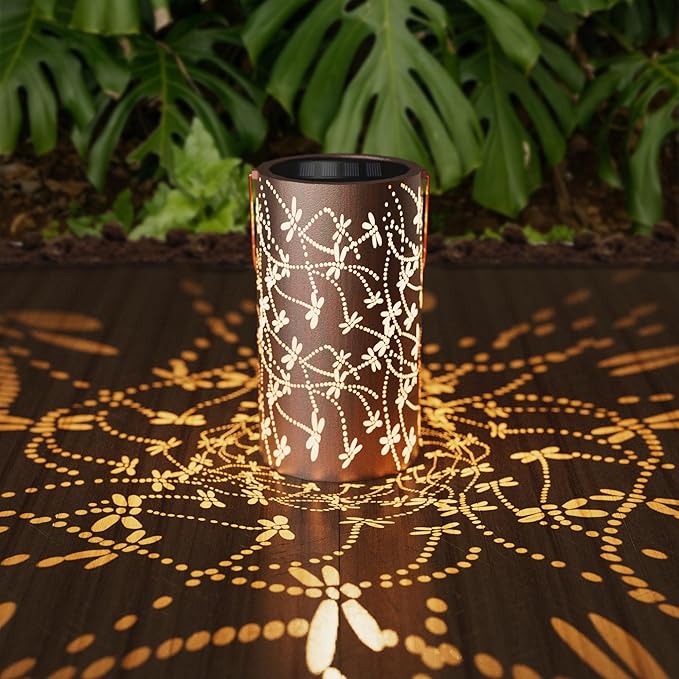 Solar Lanterns Outdoor Waterproof Solar Lights Outdoor Lantern Hanging Lantern Decorative Dragonfly Garden Lanterns for Patio, Yard, Lawn, Tabletop, Landscape Decor Auto On/Off - Warm Light