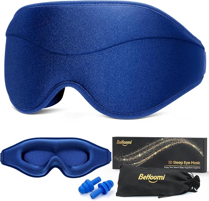 Sleep Mask, Premium Eye Mask for Sleeping, Total Blackout, Superior Soft Comfort, Upgraded 3D Ergonomic Designed Sleeping Mask for Home, Office, Travel, Meditation, Royal Blue