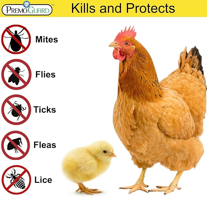 Poultry Spray by Premo Guard – 16 oz – Treat Mites, Fleas, Flies, and Lice – Effective Plant Based – Chicken, Turkey, Waterfowl, and Birds – Best Natural Protection for Control & Prevention