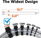 Black Zip Ties Heavy Duty 20 Inch Outdoor, 250lb Extra Large Cable Tie Wraps Long Plastic Wire Ties Wide Big Strong Thick Zipties 40 Pack