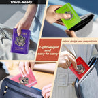 Passport Holder Cover Travel Wallet RFID Blocking Passport Wallets Family Organization Personalized Wallet Case for Men and Women Travel Must Haves (Purple)