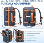 Fanwoli Vacuum Travel Backpack, Carry On Luggage with TSA Lock & Anti Theft Zipper, Expandable Airback with Compression Pump, Waterproof Laptop Bag Ideal for Flight & Business