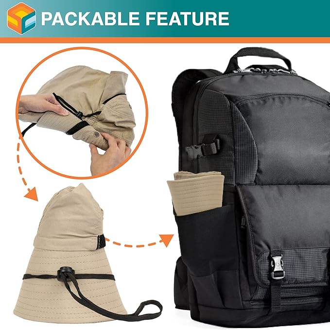 SUN CUBE Sun Hat for Men, Wide Brim Fishing Hat Neck Flap Cover Men, Women, Hiking, Camping, Sun Protection UV, Gardening