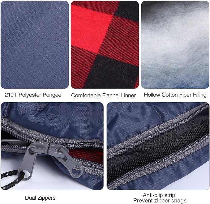 REDCAMP Cotton Flannel Sleeping Bag for Camping Backpacking, Adults Cold Weather Envelope Sleeping Bags with 2/3/4/6lbs Filling