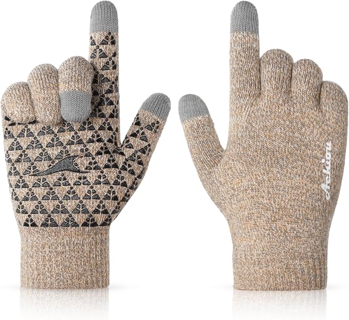 Achiou Winter Gloves, Glove for Men Women, Upgraded Touch Screen Texting Warm Running with Thermal Soft Knit Lining
