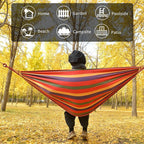 Rainbow Hammock Cotton Hammocks Comfortable Fabric Hammock with Tree Straps for Travel Patio Garden, Hanging Sturdy Hammocks Up to 660lbs Indoor/Outdoor Portable Hamacas with Travel Bag（Rainbow）