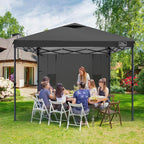 KAMPKEEPER 10x10 Pop Up Canopy Tent with Sidewall - Easy Setup Sun Shelter, Outdoor Shade with Vented Roof for Backyard | UV & Rain Portable Instant Camping Beach Canopy Tents (Black)