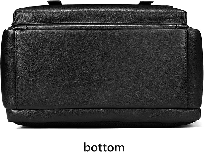 Men's Black Leather Backpack, Durable Genuine Leather Laptop Backpack for Work Travel, Business 15.6" Computer Backpack, Stylish Professional Designer