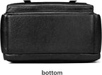 Men's Black Leather Backpack, Durable Genuine Leather Laptop Backpack for Work Travel, Business 15.6" Computer Backpack, Stylish Professional Designer