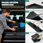 Upgraded Portable Shower Pan, 41" x 41" x 10" Outdoor Shower Base with Detachable Drain Pipe, Foldable Camping Shower Base for Beach, RV, and Indoor