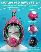 Full Face Snorkel Mask- Snorkeling Gear for Adults with Safe Dry Top Breathing System, Latest Foldable Panoramic View Snorkeling Mask for Men and Women, Anti Fog Anti Leak
