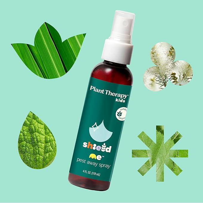 Plant Therapy Kids Shield Me Pests Away Spray 8 oz Naturally Repels Outdoor Annoyances, Great for Camping & Outdoor Get Togethers, Easy & Ready to Use, with Skin-Soothing Aloe & Refreshing Citronella