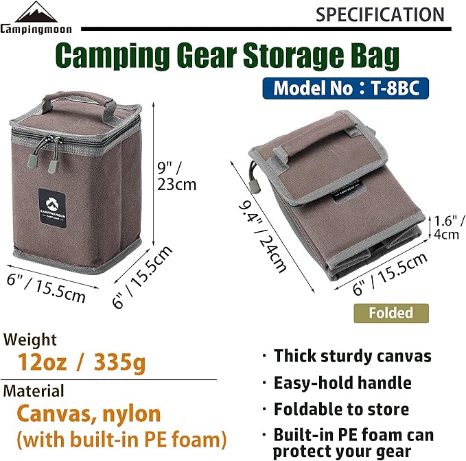 CAMPINGMOON Camping Gear Lantern Storage Case T-8,T-9