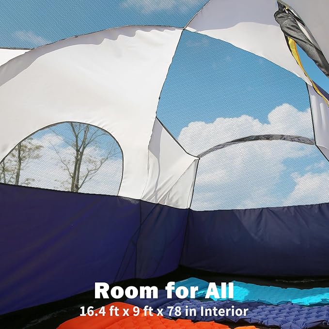 EchoSmile 10/12 Person Camping Tent Waterproof Windproof Tent with Rainfly Easy Set up for Outdoor Family Camping, Party