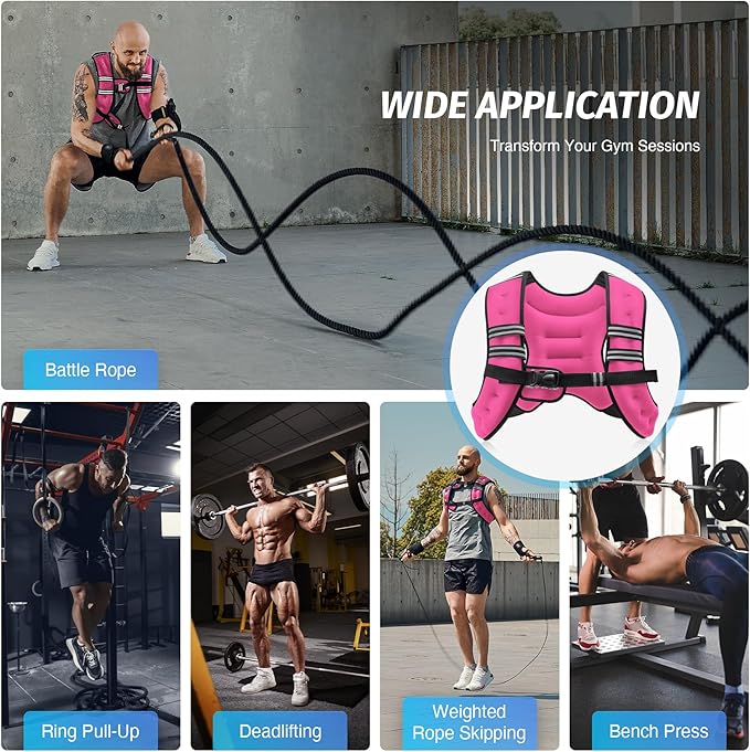 ZELUS Weighted Vest, 6lb/8lb/12lb/16lb/20lb/25lb/30lb Weight Vest with Reflective Stripe for Workout, Strength Training, Running, Fitness, Muscle Building, Weight Loss, Weightlifting