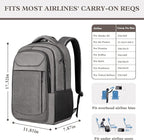 15.6 Inch Travel Backpack, Business Laptop Backpack, Water Resistant Durble Slim Casual College School Computer Nurse Work College School Bag, Travel Daypack Bag Gifts for Men Women, Grey