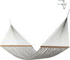 Hatteras Hammocks Deluxe Navy Oatmeal Heirloom Tweed Duracord Rope Hammock with Free Extension Chains & Tree Hooks, Handcrafted in The USA, 450 LB Weight Capacity, 13 ft. x 60 in