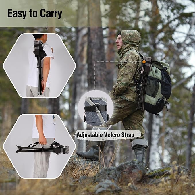 REDCAMP 2 Pack Folding Tripod Stools for Adults, Lightweight Portable Camping Stools for Fishing Hunting Backpacking Traveling, Black