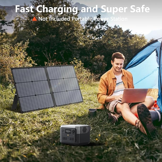Solar Charger 110W Portable Solar Panel, IP67 Waterproof Foldable Solar Panel kit with 20V Output, 23.5% Efficiency Module for Outdoor Camping, Portable Power Station, Laptops, Motorhome, RV