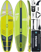 MOUSA 10‘8/11'×35" Extra Wide Inflatable Stand Up Paddle Board, Stable Paddleboard SUP for 2 People/Family, Anti-Slip Full EVA Deck, 3 Handles, 100L Backpack, All-Round Sup Board, Big Fin