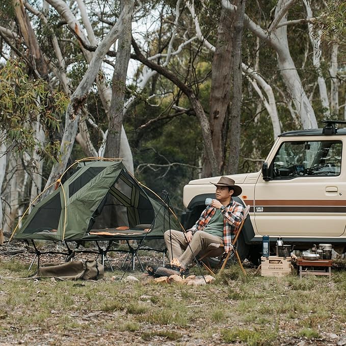 Night Cat Camping Cot Tent - Waterproof 1-Person Off-Ground Combo Cot Bed for Adults Portable Easy Set-up Tent