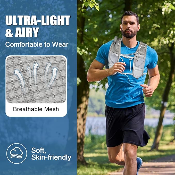 Running Hydration Vest for Women Men, Lightweight Adjustable Hydration Backpack with 1.5L Water Bladder Bag for Hiking, Trail, Running, Marathons, Cycling