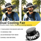 Outdoor Wide Brim Sun Hat with 2 Solar Fan for Men Women UPF50+ Outdoor Hiking Sun Protection Bucket Fishing&Cycling Hat