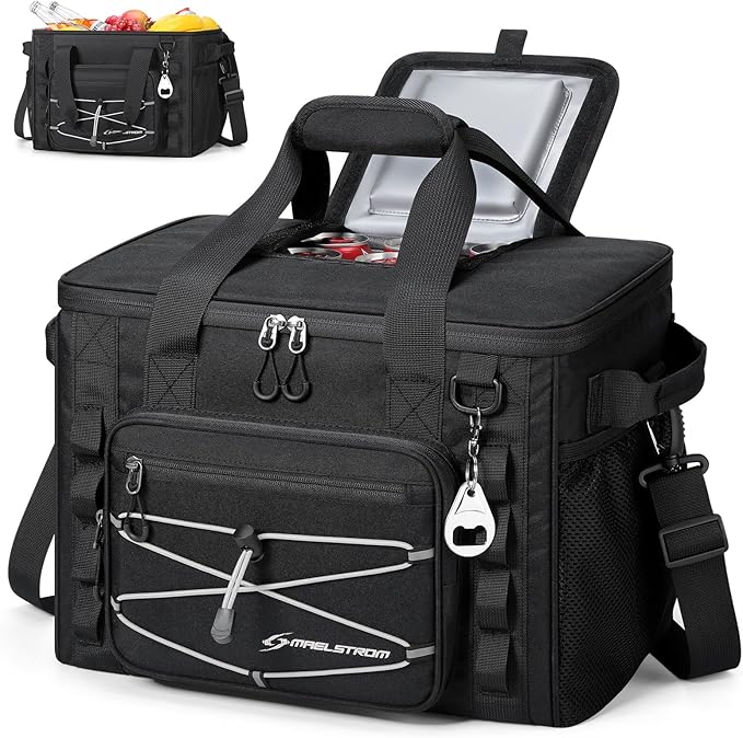 Maelstrom Soft Sided Cooler Bag, 30/40 Can Collapsible Insulated Ice Chest, Large Leakproof Camping & Travel Cooler for Kayaking & Beach