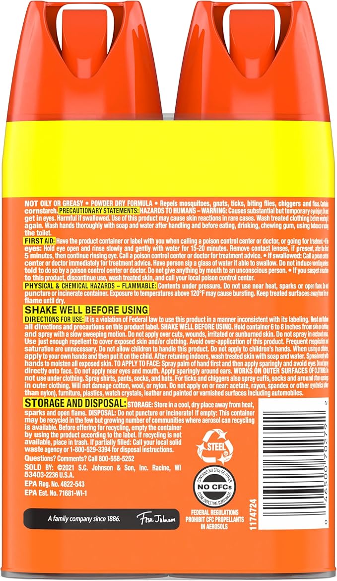 OFF! Family Care Mosquito, Tick, and Insect Repellent, Bug Spray Containing 15% DEET, Protects Against Mosquitoes, 4 Oz, 2 Count