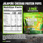 Twin Peaks Low Carb, Keto Friendly Protein Puffs, (Jalapeno Cheddar, 2.1 Ounce), 2 Servings, 3 Pack (60g, 42g Protein, 4g Carbs)